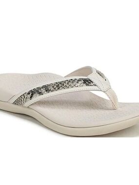 Vionic Tide 2.0 Flip Flop Sandal Cream W/ Snake Print NIB